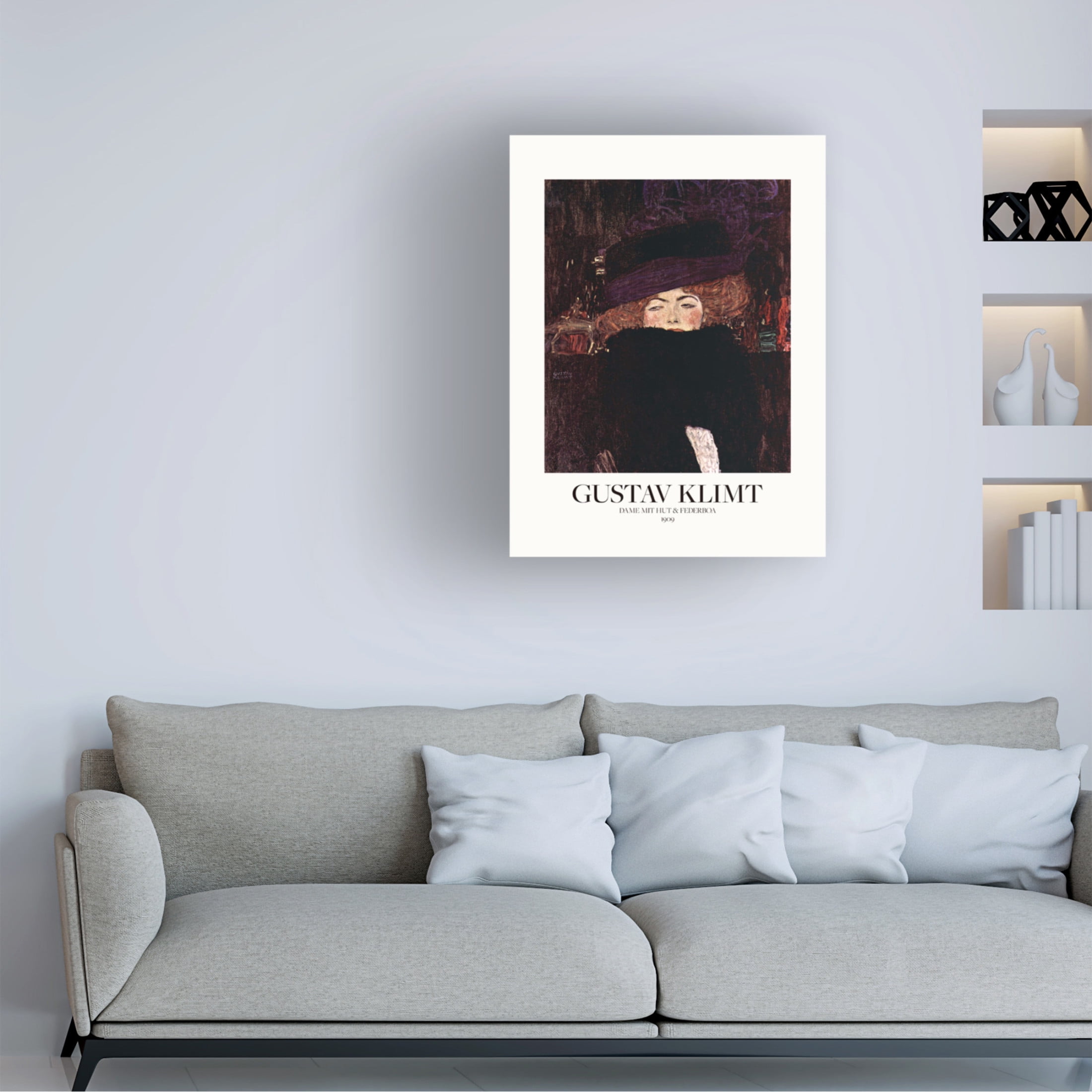 Canvas Wall Art - Pictufy 'Dame Mit Hut Und Federboa 1909 Poster' Wall Art for Living Room, Bedroom, or Office D?cor by Trademark Fine Art - 18 x 24 Inches