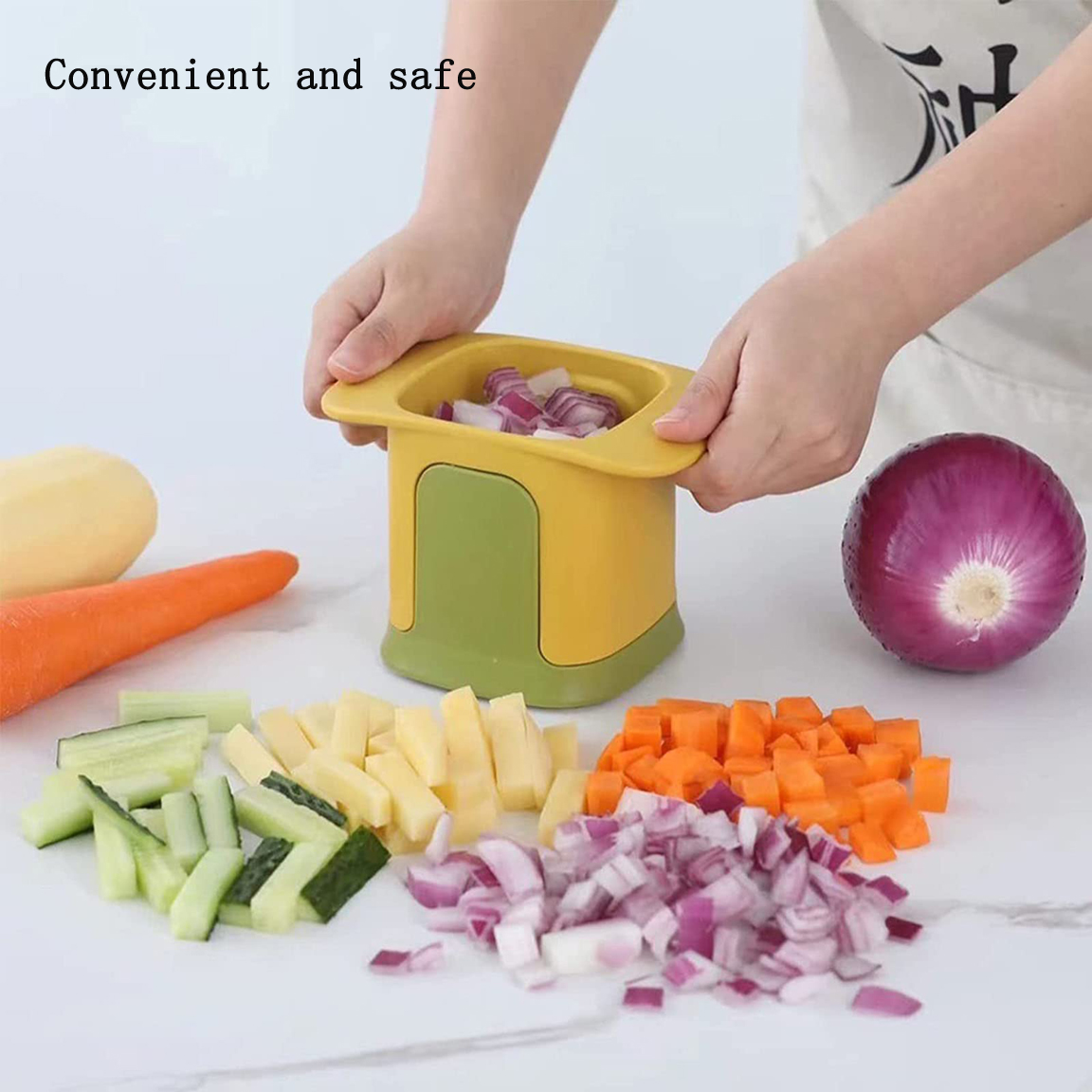 In Vegetable Chopper for Dicing and Dividing, Slicer, Cutter, Chopper  and Grater, Slicer for Kitchen,suitable for Potatoes, Onions, Carrots,  Cucumbers, Yellow