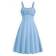 thumbnail image 4 of Vestido de verano con tirantes finos y corte en A para mujer: diseño elegante y ajustado, tejido elástico, adecuado para fiestas y ocasiones informales., 4 of 4