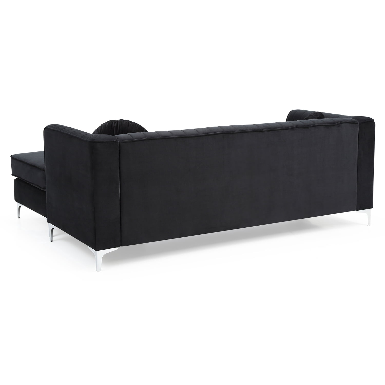 Glory Furniture Delray Velvet Sofa Chaise in Black