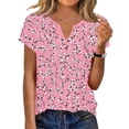 thumbnail image 2 of Babcutegg Women’s Spring Summer Solid Color V-Neck T-Shirt – Soft Short Sleeve Casual Top for Everyday Wear Pink Size M, 2 of 7