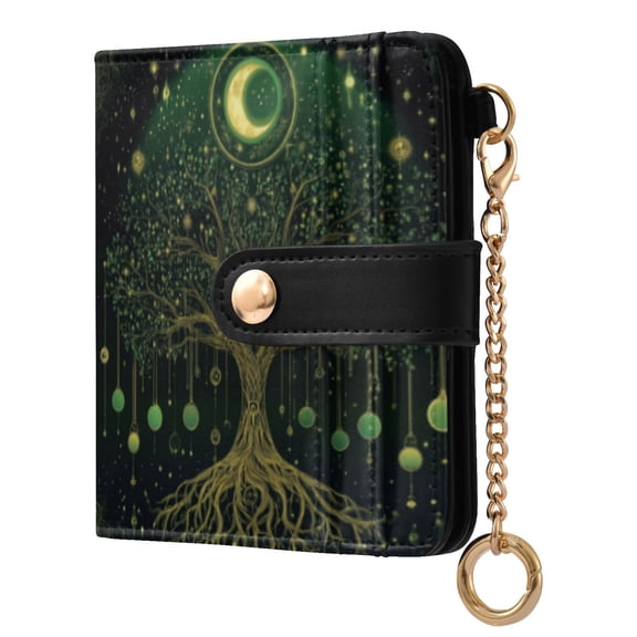 Qxltty The World Tree Ladies Wallet Rfid Slim Thin Compact Credit Card Women Wallet Zipper Coin Pocket and ID Window for Female Gifts