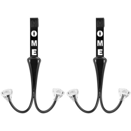 

Over the Door Double Hanger Hooks -2 Pack Metal Twin Hooks Organizer for Hanging Clothes Coats Hats Robes Black
