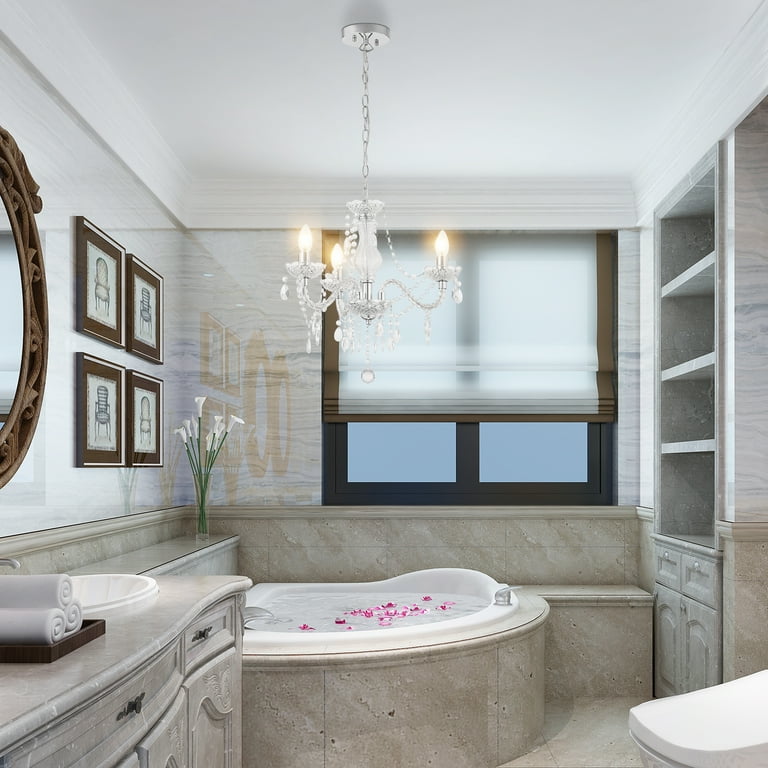 NATYSEAN Crystal Chandelier Modern Luxurious Light Candle Mini Pendant Lamp Ceiling Living Room Lighting for Dining Living Room Bedroom Hallway Entry,Clear