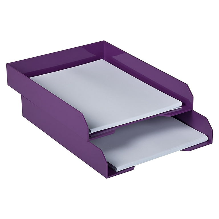 Jam Paper & Envelope Stackable Half Desk Trays, White, Office & Desk Supply Organizer Top Tray, 1 Pack
