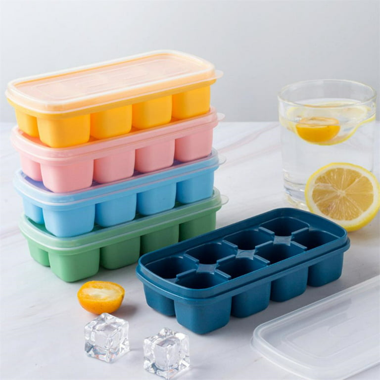 Ice Cube Tray, Silicone Ice Tray Easy Remove, 8 Ice Cube Molds with  Removable Lid, Ice Trays for Freezer, Ice Cube Trays Making for Cocktai,  Whiskey, Juice, Baby Food, BPA Free 