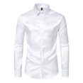 thumbnail image 1 of Camisas s Para Hombre Interior Camisa de manga larga de satén liso de tendencia de moda para hombre (White, L), 1 of 7