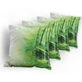 thumbnail image 5 of Ambesonne Japanese Throw Pillow Cover 4 Pack, Spa Themed Trees and Blurs, 18", Pale Yellow Green, 5 of 7