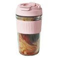 thumbnail image 2 of Queroig Portable Glass Tumbler with Silicone Straw 350/500ml Leakproof Reusable Coffee Mug for Office School Glass Drinking Vessel for Hot Cold Drinks, 2 of 6