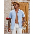 thumbnail image 2 of COOFANDY Mens Cuban Guayabera Shirts Short Sleeve Linen Shirt Loose Fit Camp Collar Shirt, 2 of 7