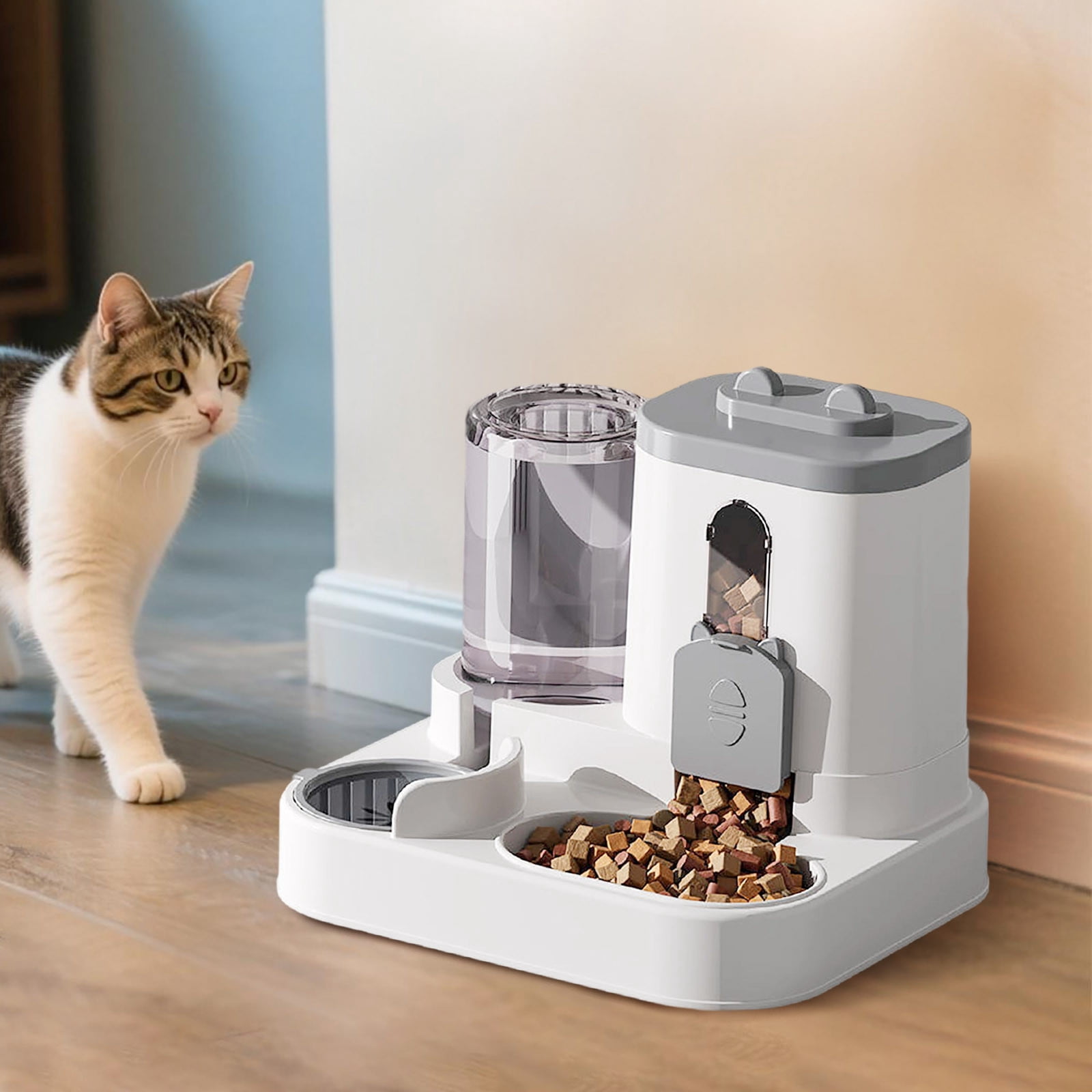 Gravity Cat Feeder and Water Dispenser, 2 in 1 Automatic Cat Feeder, Large Capacity Self Feeding for Small Medium Dog Puppy Kitten