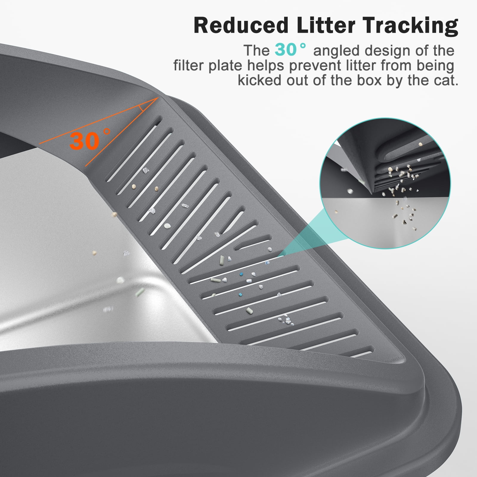Extra Large Stainless Steel Cat Litter Box, Metal Litter Box with High Sides, XL Litter Boxes for Big Cats Multiple Cats, Include Scoop, Easy to Clean, Dark Gray
