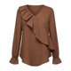thumbnail image 4 of Camisetas de Cuello en V de Manga Larga para las Mujeres Blusa de Ruffle Casual Camiseta de Trabajo Tops, Tops de Manga Larga de Moda para las Mujeres 2025 Pullover Suelto, 4 of 6