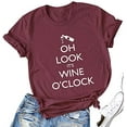 thumbnail image 1 of YourTops T-Shirt pour Femmes Oh Style It's Wine O'clock Chemise Vin (US TG, 1-Wine Red), 1 of 2