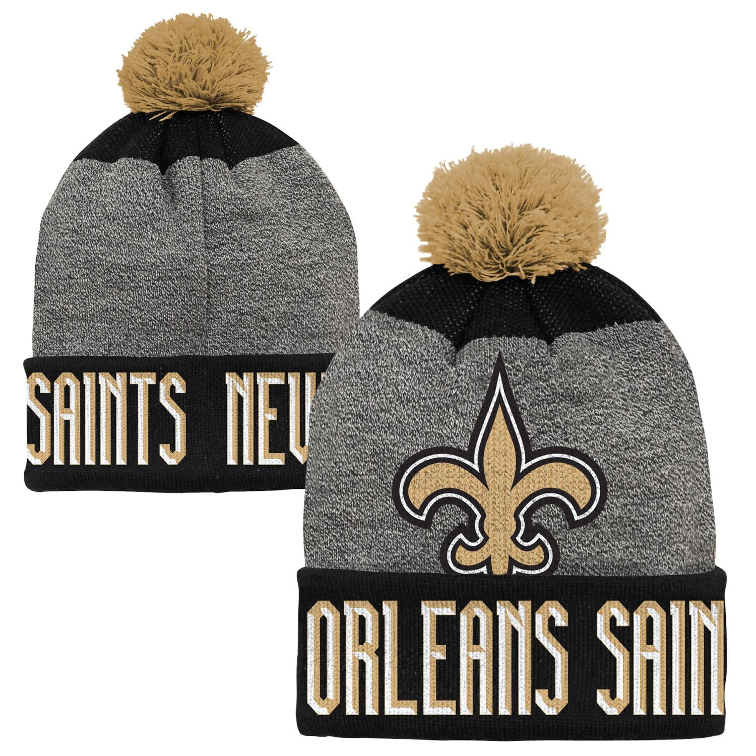 New Orleans Saints Youth NFL "Ultimate" Cuffed Knit Hat w Pom by Outerstuff