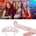 thumbnail image 4 of Corona de banda de cumpleaños para agregar ambiente, banda de tiara de cumpleaños ligera de colores para fiesta de cumpleaños, oro rosa, 4 of 10