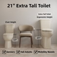 thumbnail image 4 of Los Flexi 21 Inch Extra Tall Toilet for Seniors, Bone Toilet Two Piece With Skirted Design, Powerful Siphon Jet, 1.1/1.28 GPF Dual Flush, Soft-Close Seat and Quick Install, 12'' Rough-In, 4 of 13