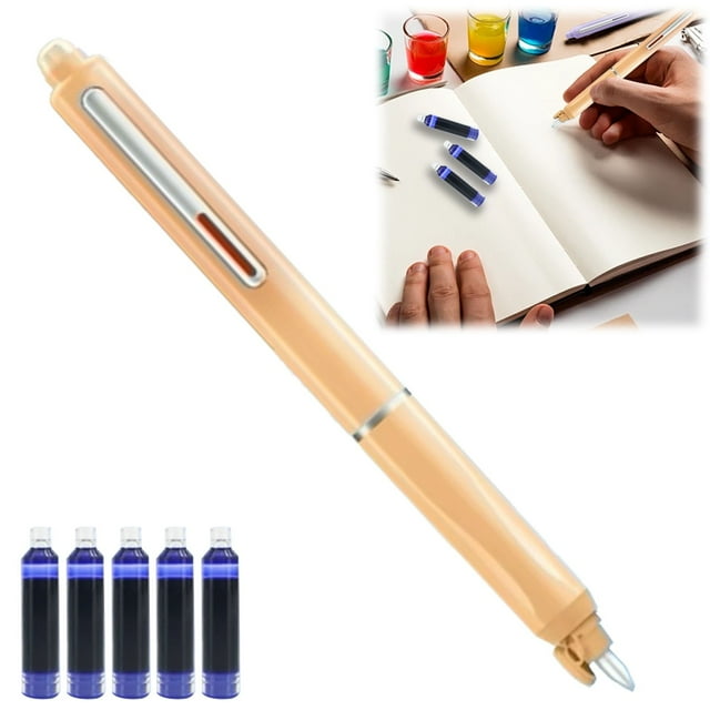 Bigoudi à Moins de 10 $ Rétractable : Barillet Bleu et Transparent de 0,38 mm Inclut 5 Cartouches d'Encre Rechargeables Clictek Pointe Moyenne Barillet Transparent pour une Écriture Fluide Sans Fuite (11,5 ml)