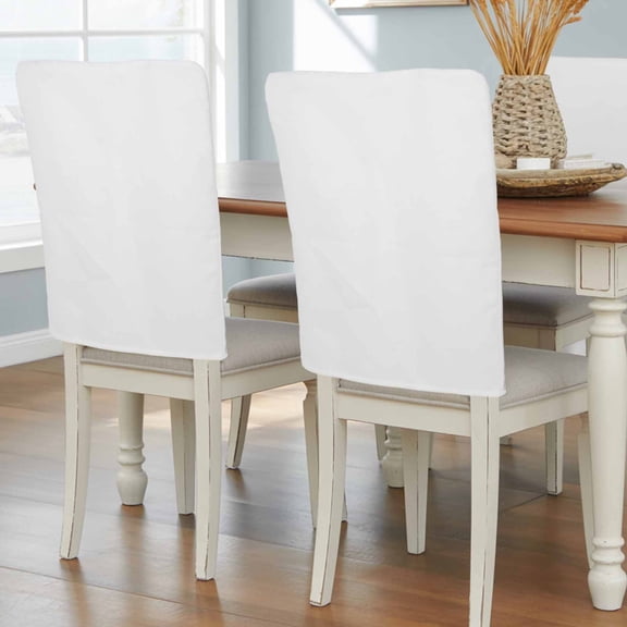 White Chair Back Covers, Modern Minimalist Pure Soild Color Removable Chair Covers for Dining Chairs Set of 4, Washable Chairs Slipcovers Back Seat Protector for Wedding Party 19"x20"