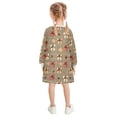 thumbnail image 3 of Girls' long-sleeved dress Plaid Bowknot Leaves Pattern Girls' A-line dress with ribbed cuffs Soft and comfortable, 3 of 6