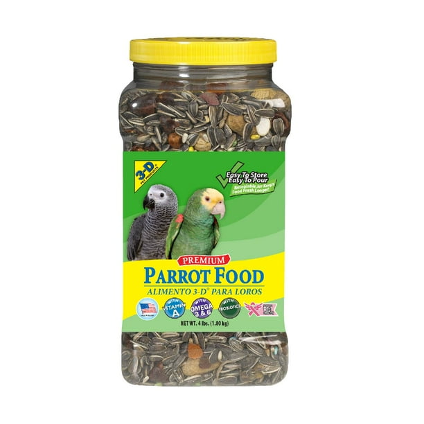 3D Pet Products Premium Parrot Bird Food, Seeds, 4 lb. Jar