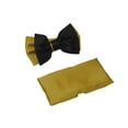 thumbnail image 2 of Men's 2-Tone Bow Tie/Hankie Set By J.Valintin Satin Silky JVBT-41 Black Gold, 2 of 2