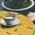 thumbnail image 2 of Ambesonne Bee Fitted Round Tablecloth, Honeybees Working Repetition, 45"- 56" Diameter, Orange Apricot and Brown, 2 of 5