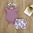 thumbnail image 2 of Dooleck Baby Girl Summer Clothes Infant Ruffle Bodysuit Floral Shorts Pants Outfit, 2 of 8