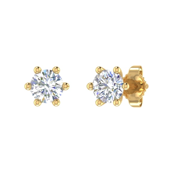 0.40 Carat 6-Prong Set Diamond Stud Earrings in 14K Yellow Gold