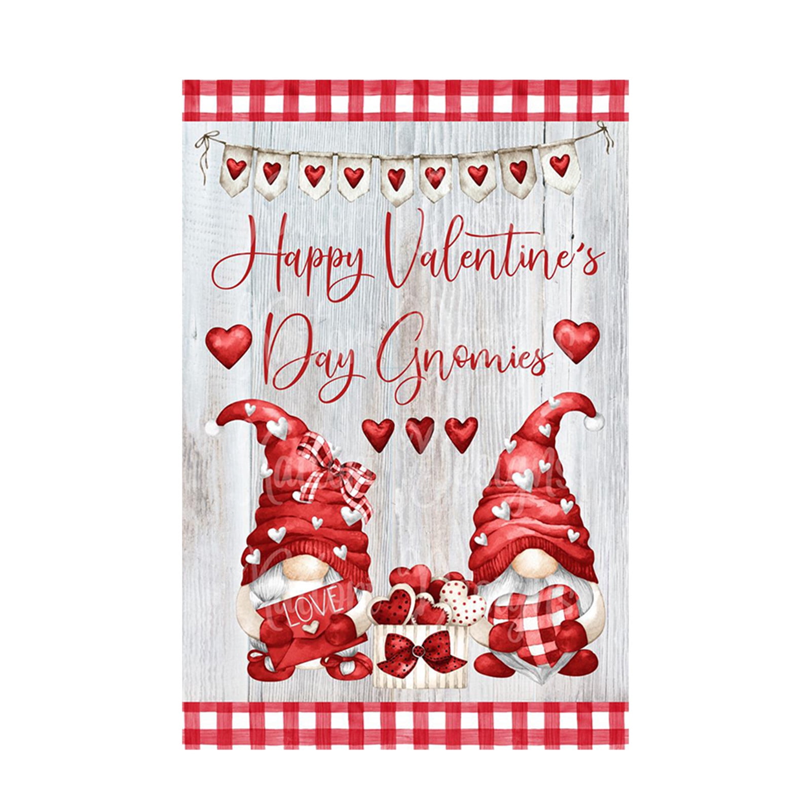 Color 1 Aozer Valentines Day Garden Flag 12 x 18 Inch Valentine Day Garden Flag with 1 Rubber Stopper and 1 Clear Anti-Wind Clip for Valentines Day Home Garden Wedding Party Decorations