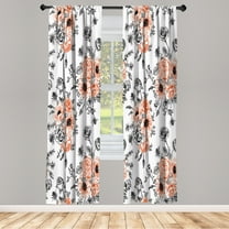 Ambesonne Floral Curtains, Romantic Rose Flower Rococo, Pair of 28"x95", Vermilion White