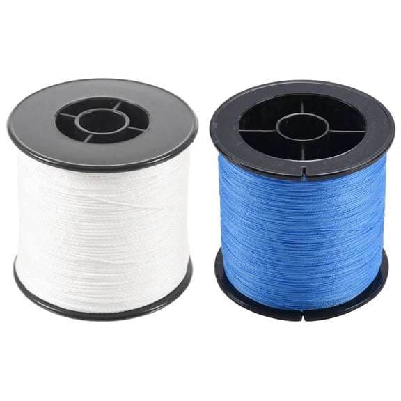 2 Pcs Fishing Line Strength PE Braided,500M 30LB 0.26mm 4 Strands Blue with 500M 100LB 0.5mm 4 Strands White,2 x Fishing Line,Blue & White