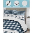 thumbnail image 4 of Farmhouse Blue Plaid Full Size Down Alternative Comforter, Lightweight Comforter Quilt Bedding Set with Pillow Shams Vintage Country Cock Checkered All Seasons Bed Comforter Duvet Insert 78"x90", 4 of 7