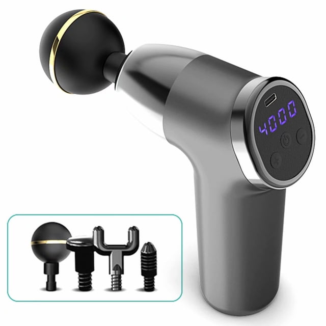 Mini Massage Gun, Handheld Muscle Massagers for for Back Leg Body Deep Tissue Massage, w/ Suitcase, 4 Massage Heads 20 Speed