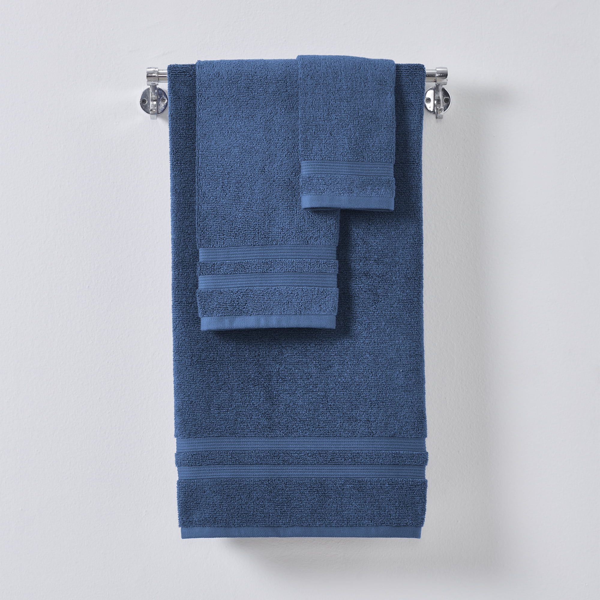 Mainstays Performance 6-Piece Bath Towel Set, Quick Dry, Fade Resistant, Indigo