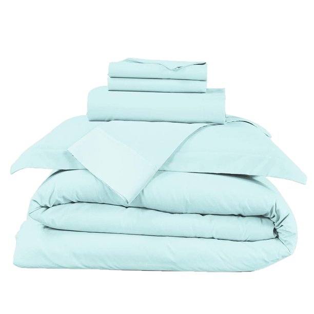 Juego de funda nórdica de 6 piezas, funda nórdica de algodón de triple mezcla con cremallera, sábana ajustable de bolsillo profundo, 2 fundas de almohada refrescantes, 2 fundas de almohada - King,