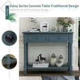 thumbnail image 5 of Tcbosik 35.43" Console Table with 2 Drawers, Rustic 2 Tier Entryway Table with Open Storage Shelf for Entrance, Mid-Century Vintage Sofa Tables Behind Couch for Living Room, Navy, 5 of 9
