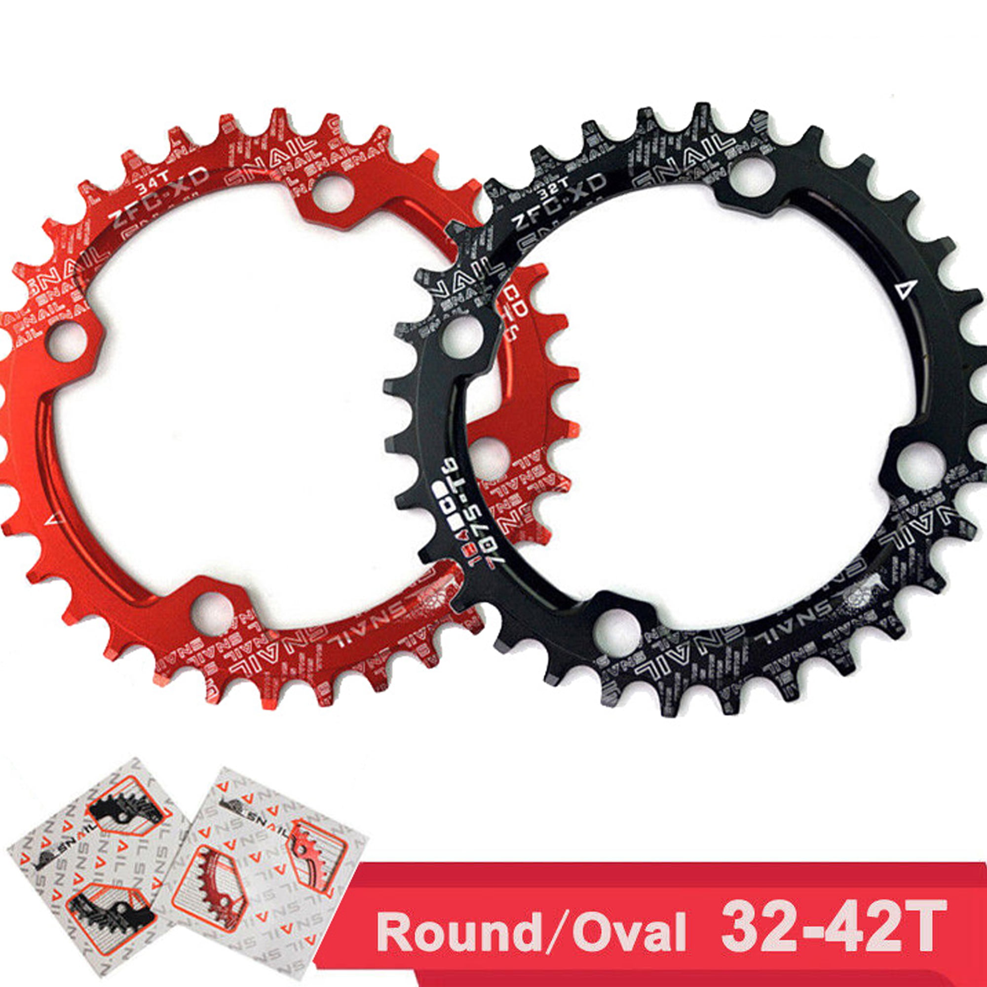 Black Red Tbest 32/34/36/38T Single Chainring Narrow Wide Chainring 104 BCD BMX MTB Road Mountain Bike Bicycle Single Speed Crank Chain Ring Repair Parts 