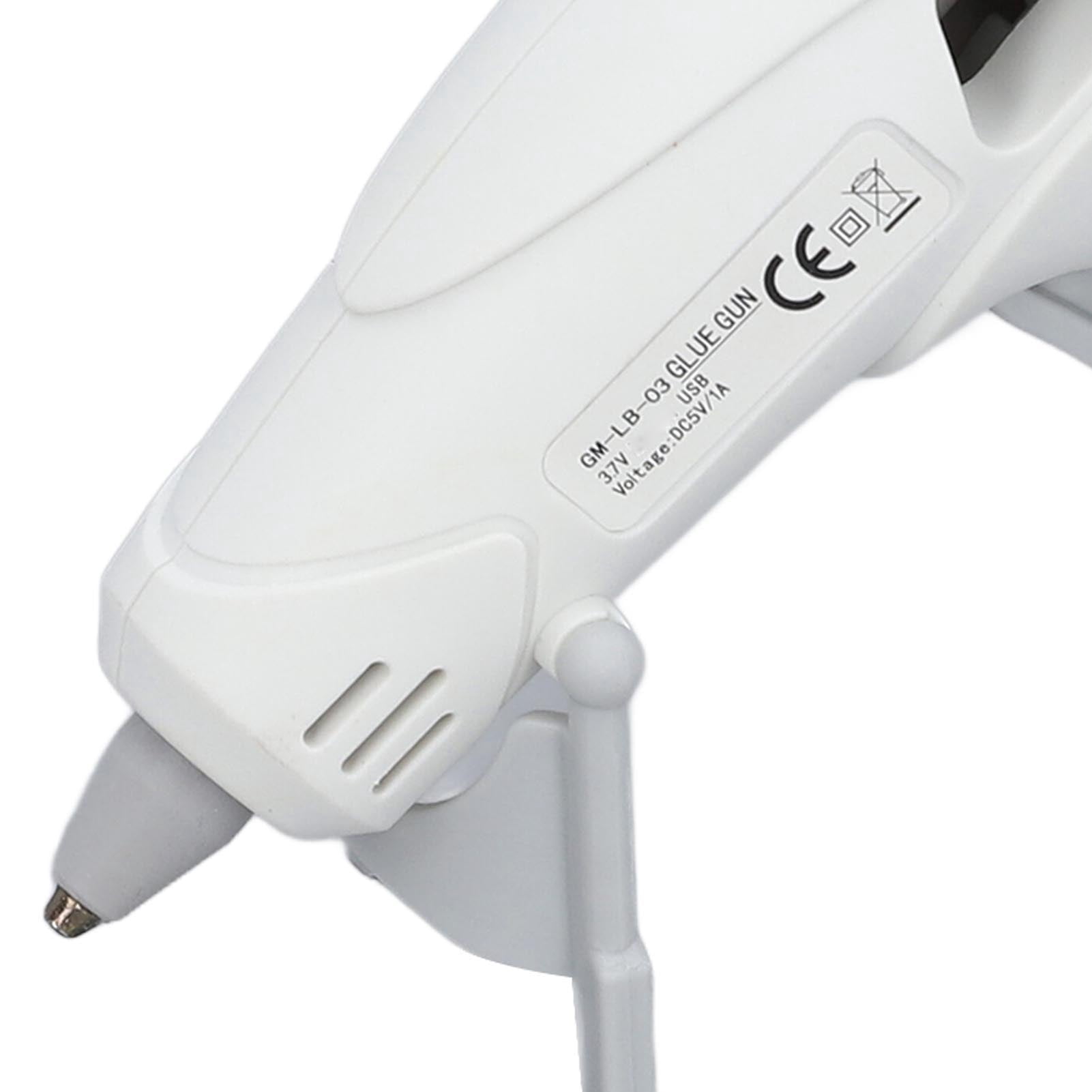 Nieyigj Hot Melt Glue Gun Kit USB Rechargeable Cordless Mini Device With 30 Pcs Adhesive Bars Tool Bag Silicone Pad Anti-Drip Design for Home DIY Crafts Arts Repair - White
