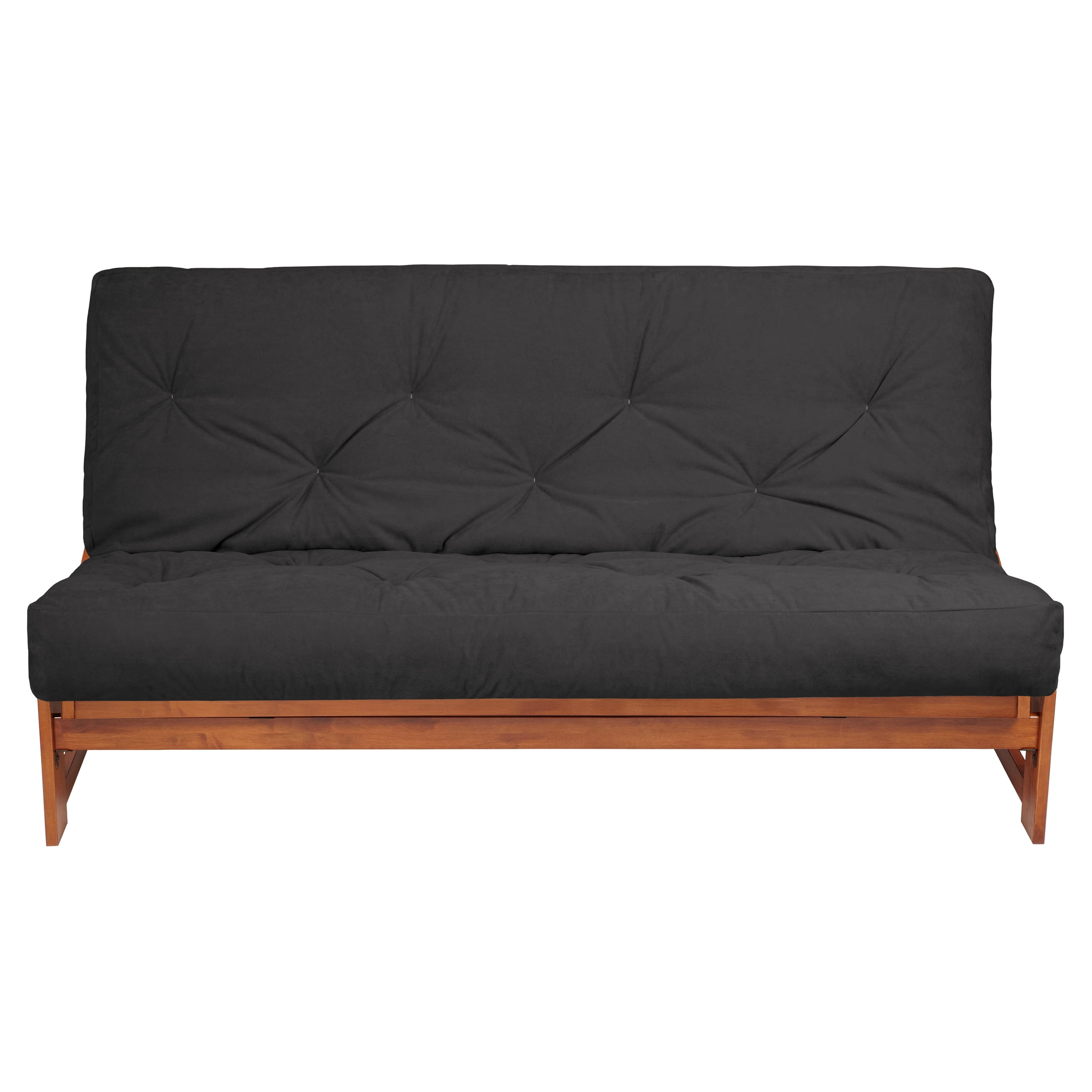 Sorra Home - 8 inch Reversible Tufted Futon Mattress, Full Size - Suede Black
