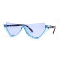 thumbnail image 2 of Womens Shield Cat Eye Gothic Exposed Top Sunglasses Blue, 2 of 4