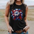 thumbnail image 2 of Summer Floral Printed Tank Tops for Women，Independence Day Shirts American Flag Printed Tee Shirt Scooped Neck Sleeveless Blouses Retro Dressy Tanks Beach Holiday Outfits, 2 of 5