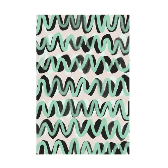 Canvas Wall Art - Treechild 'Turquoise ZigZag Pattern' Wall Art for Living Room, Bedroom, or Office D?cor by Trademark Fine Art - 12 x 19 Inches