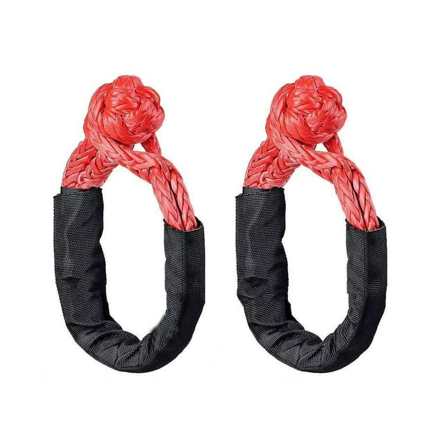 2pcs Soft Shackle Rope Synthetic Off Road Towing ATV Winch Recovery Accessories With Protective Sleeve Strap Trailer Portable ,Easy to Carry