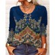thumbnail image 2 of Jersey Vintage con cuello redondo y botones para mujer, Camiseta holgada informal con estampado elegante, Tops básicos diarios de calle, camisetas de manga larga, camisa de fondo, 2 of 4