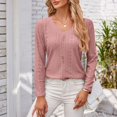 thumbnail image 5 of yunLCZ Casual Tops Everyday Low Price V Neck Long Sleeved T Shirt Loose Button Top Everyday wear simple women's T-shirts, 5 of 7