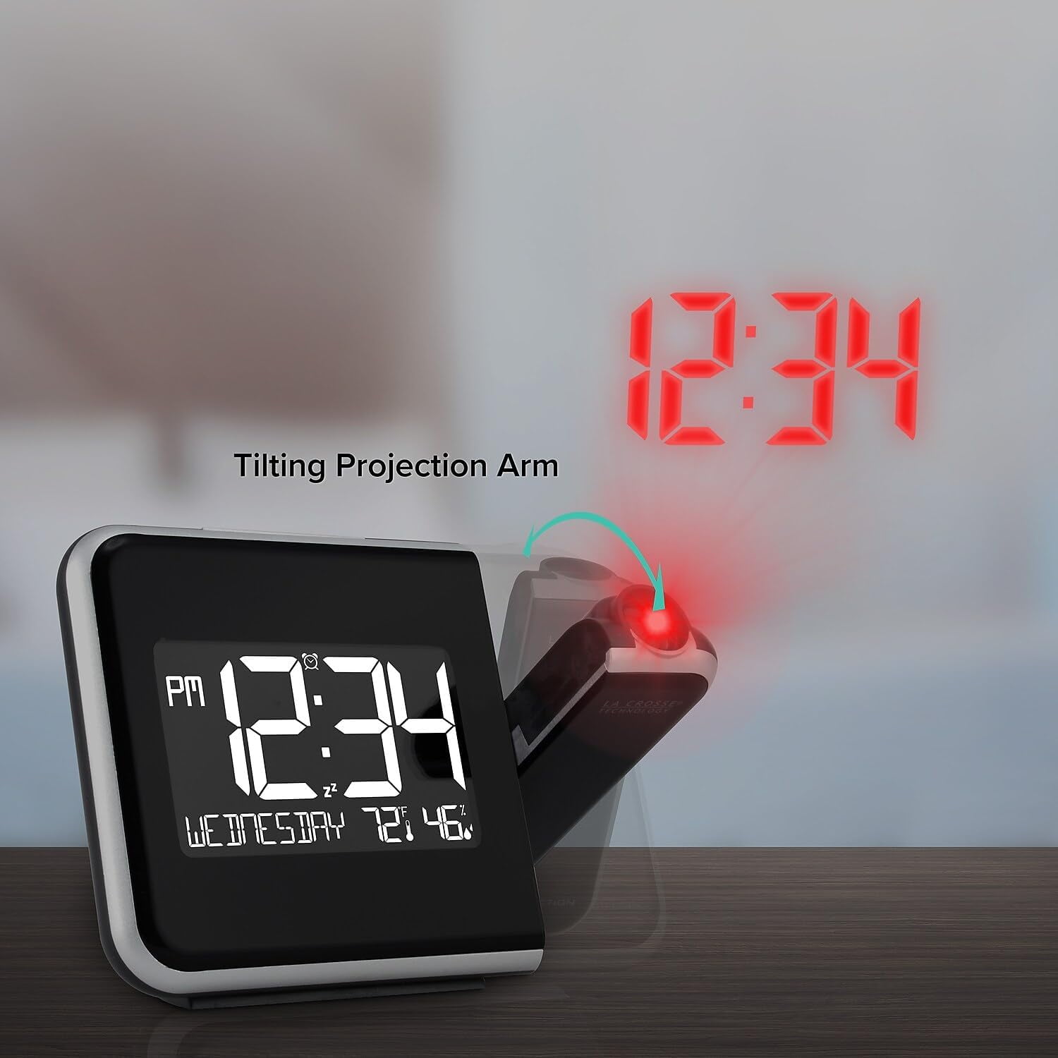 Projection Alarm Clock with Temperature & Humidity Display