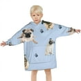 thumbnail image 3 of Pug and Footprints Blanket Hoodies for Kids 6-13YR Oversize Wearable Blanket Hoodies for Boys Girls Teens, 3 of 7