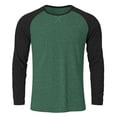 thumbnail image 4 of YTCAMLO Plus Size Mens Stretch Athletic Shirts Classic Regular Fit T Shirts Raglan Long Sleeve Basic Tees Lightweight Baseball Tops, Green XXXL, 4 of 5