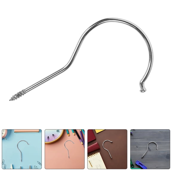 Raindrops 50Pcs Metal Screw Hook for Hangers Heavy Duty Iron Clothes Hanger Hooks Silver for Home Use